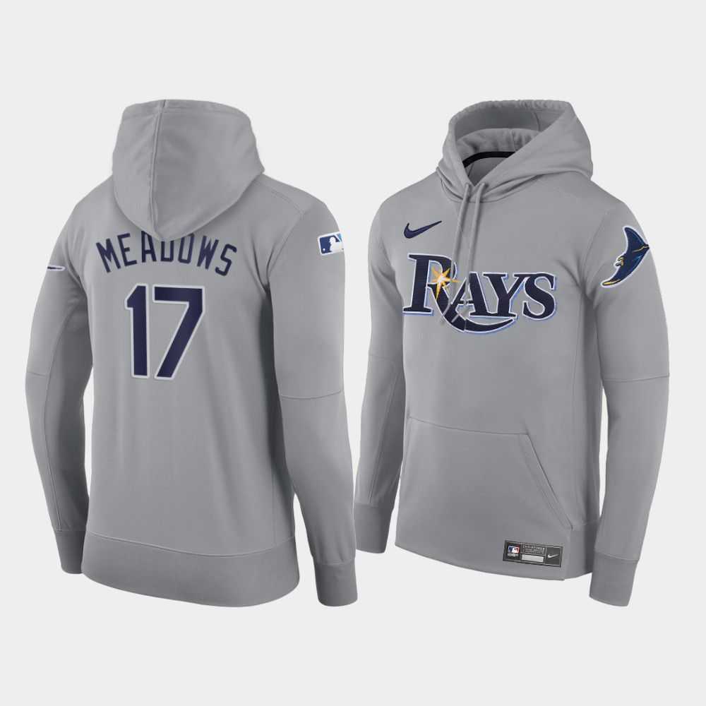 Men Tampa Bay Rays 17 Meadows gray road hoodie 2021 MLB Nike Jerseys